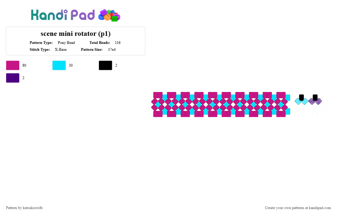 scene mini rotator (p1) - Pony Bead Pattern by katsukiswife on Kandi Pad - pink