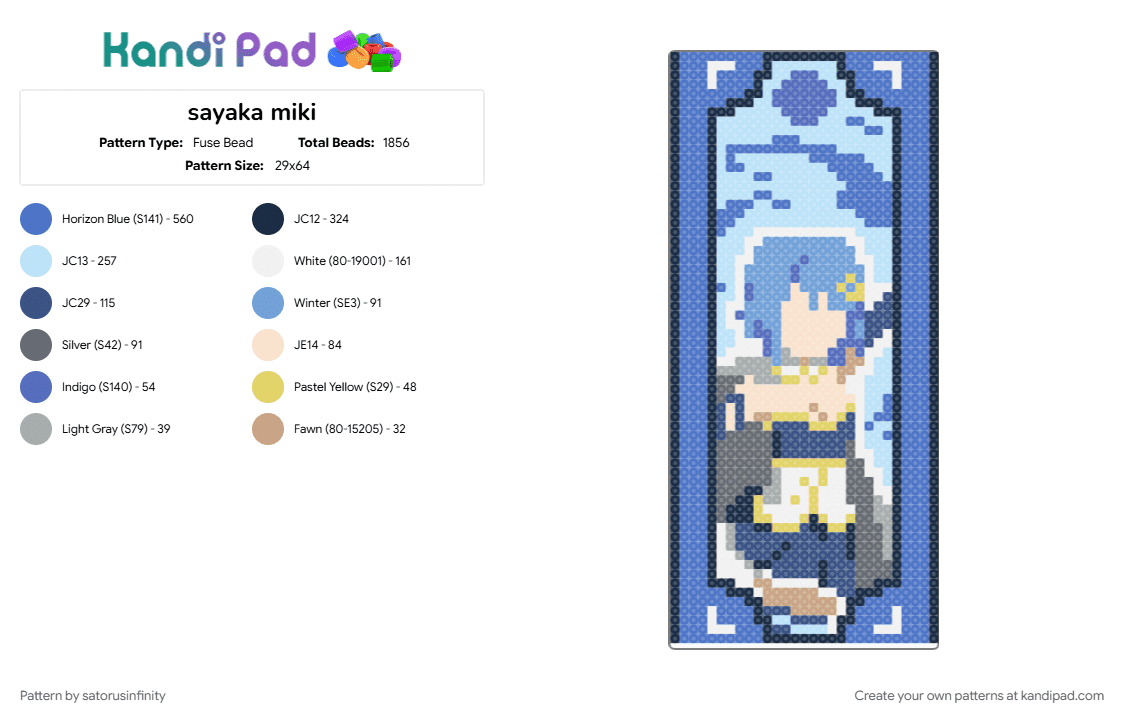 sayaka miki - Fuse Bead Pattern by satorusinfinity on Kandi Pad - 