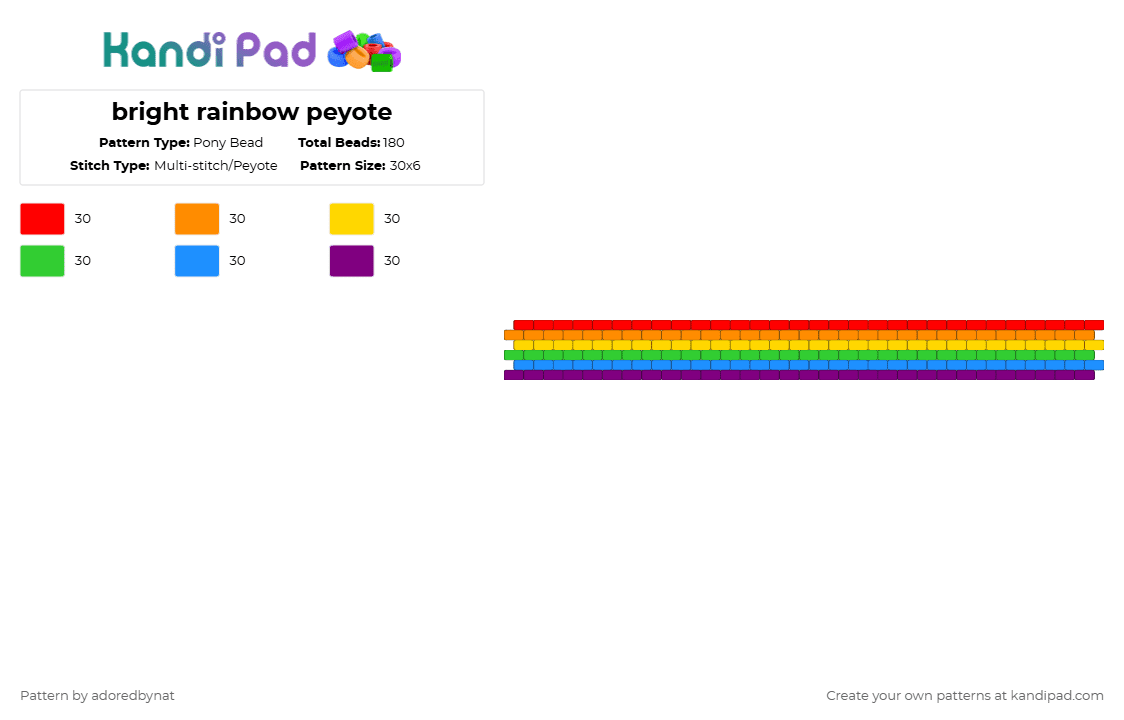 bright rainbow peyote - Pony Bead Pattern by katsukiswife on Kandi Pad - orange,green,pink,colorful