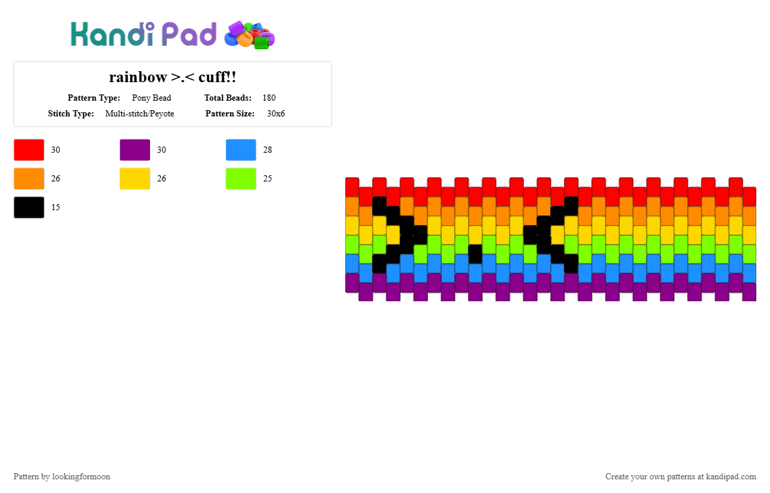 rainbow >.< cuff!! - Pony Bead Pattern by katsukiswife on Kandi Pad - orange,light blue,colorful