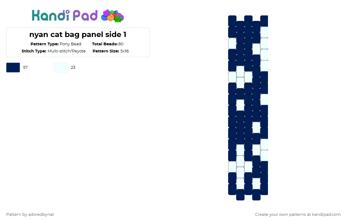 nyan cat bag panel side 1 - Pony Bead Pattern by katsukiswife on Kandi Pad - purple,white