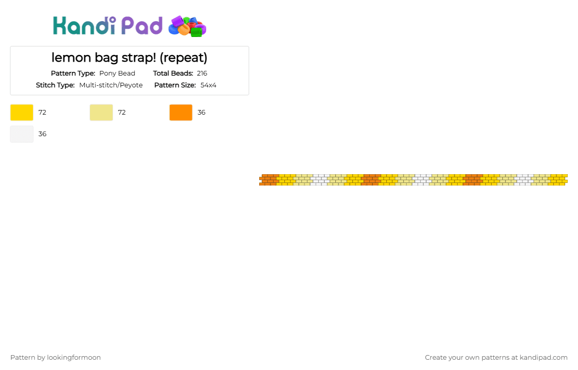lemon bag strap! (repeat) - Pony Bead Pattern by katsukiswife on Kandi Pad - yellow