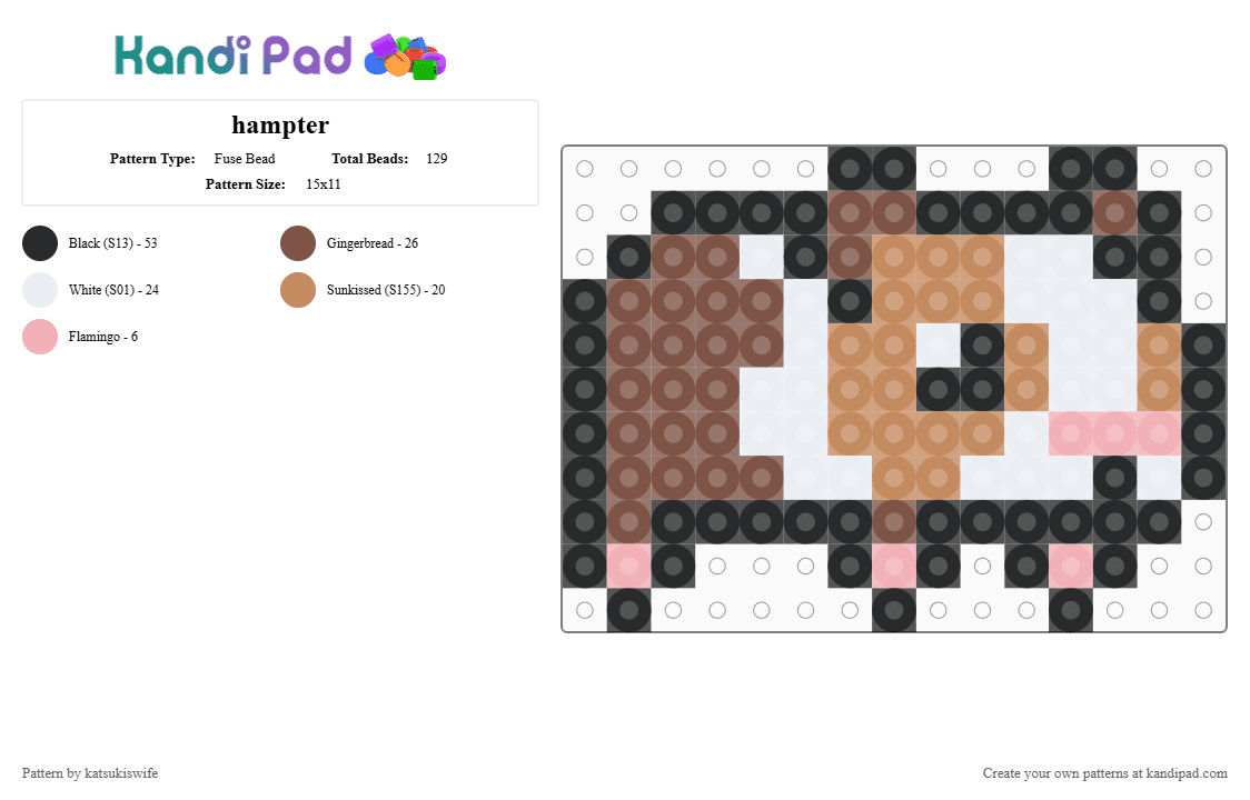 hampter - Fuse Bead Pattern by katsukiswife on Kandi Pad - tan