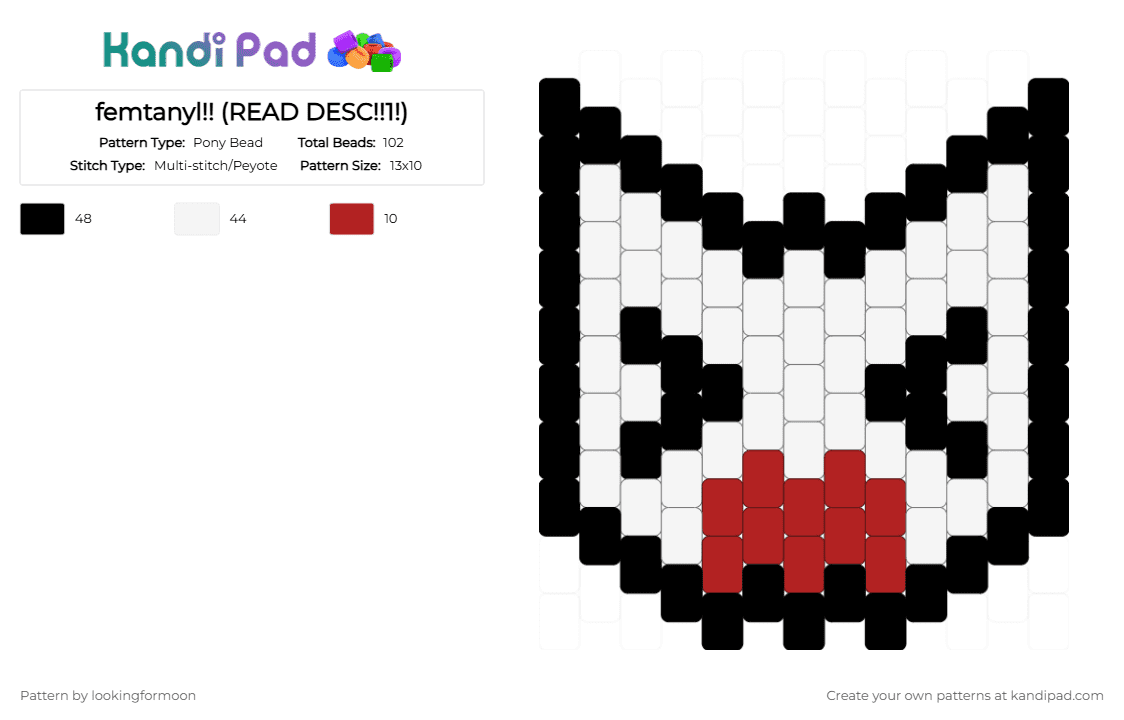 femtanyl!! (READ DESC!!1!) - Pony Bead Pattern by katsukiswife on Kandi Pad - white