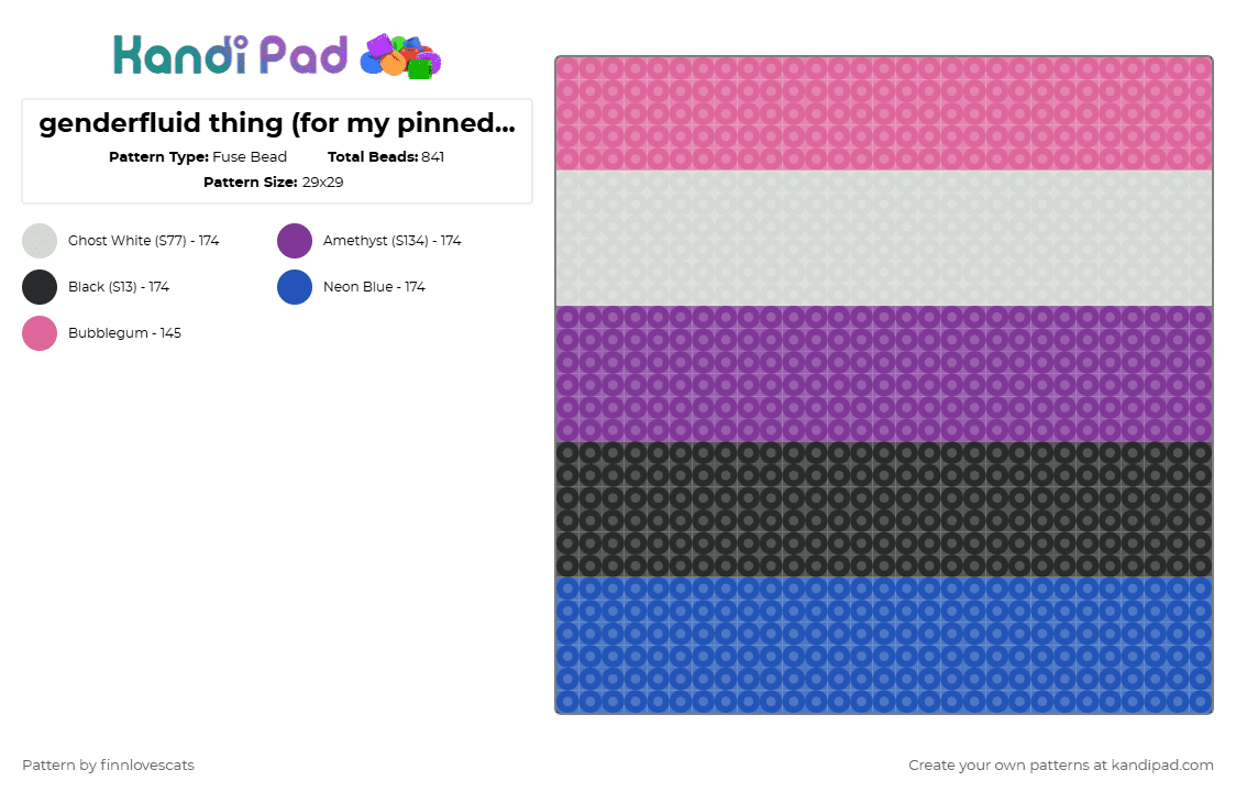 genderfluid thing (for my pinned patterns) - Fuse Bead Pattern by katsukiswife on Kandi Pad - pink,blue