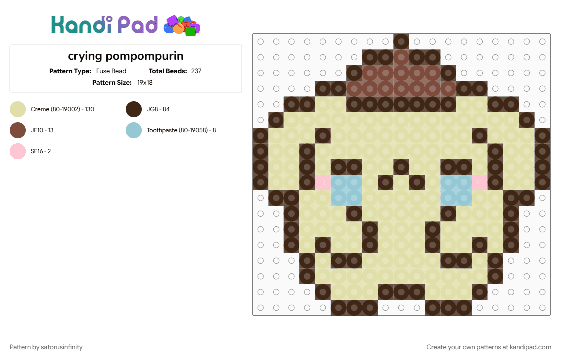 crying pompompurin - Fuse Bead Pattern by satorusinfinity on Kandi Pad - brown, yellow