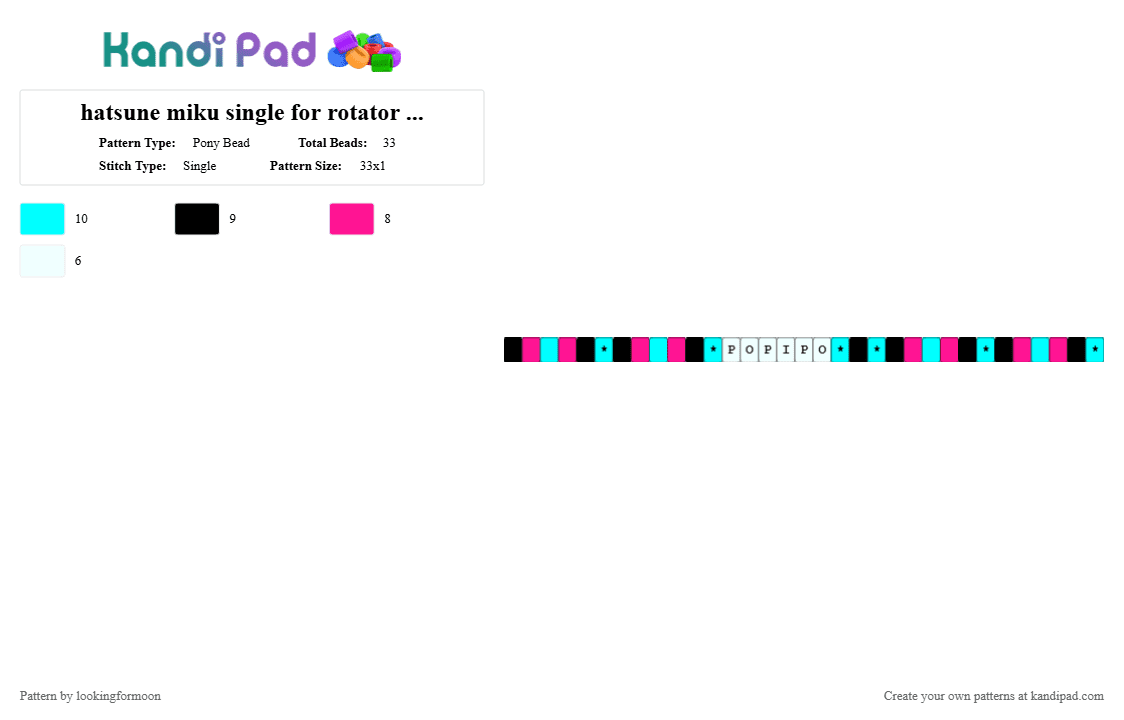 hatsune miku single for rotator (3/3) - Pony Bead Pattern by katsukiswife on Kandi Pad - pink,light blue