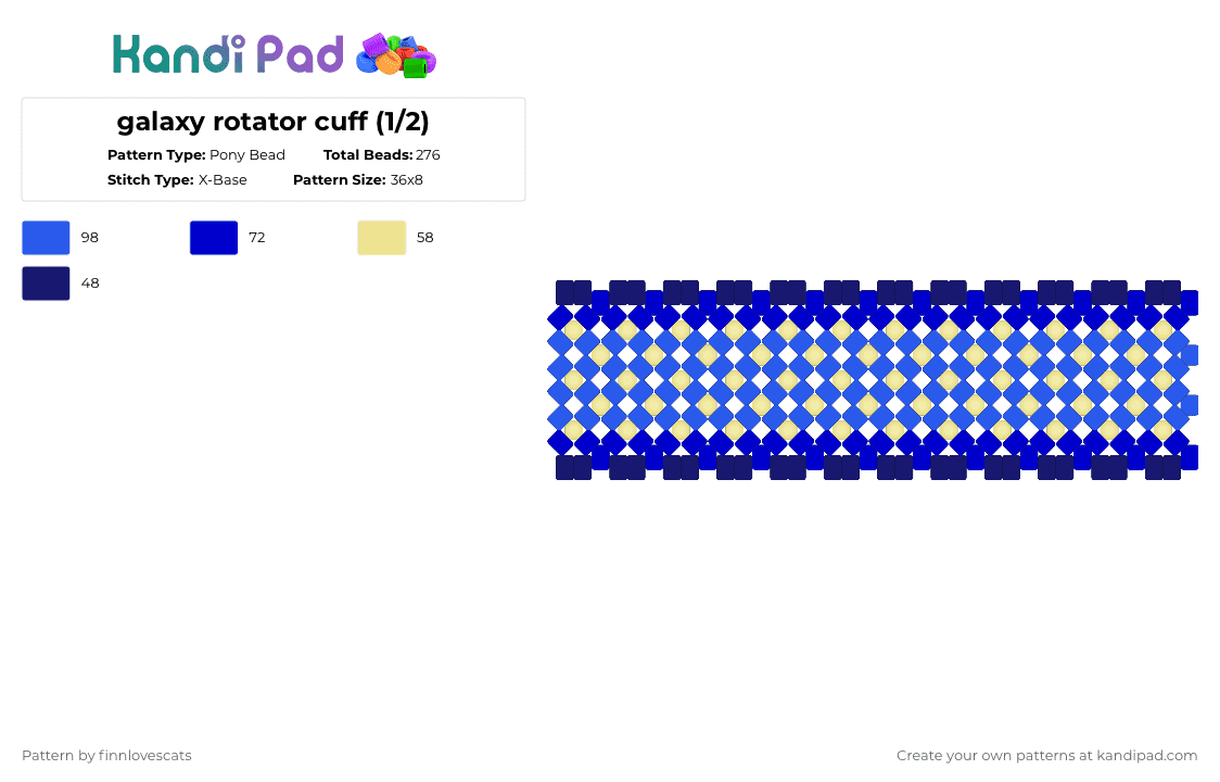 galaxy rotator cuff (1/2) - Pony Bead Pattern by katsukiswife on Kandi Pad - purple,blue