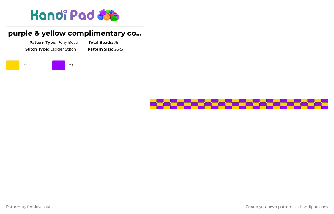 purple & yellow complimentary colors ladder cuff pre-made - Pony Bead Pattern by katsukiswife on Kandi Pad - yellow,purple