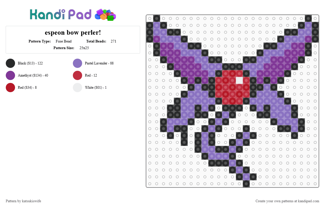 espeon bow perler! - Fuse Bead Pattern by katsukiswife on Kandi Pad - blue