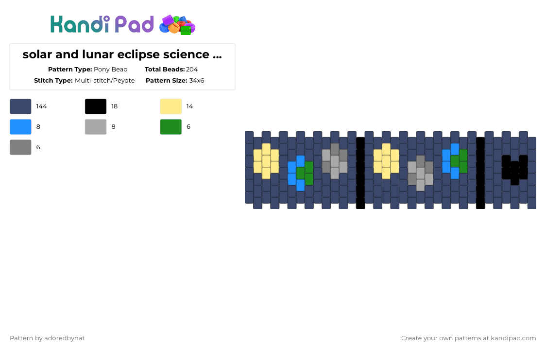 solar and lunar eclipse science cuff - Pony Bead Pattern by katsukiswife on Kandi Pad - purple