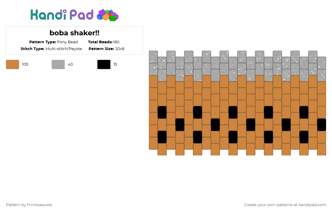 boba shaker!! - Pony Bead Pattern by katsukiswife on Kandi Pad - beige,orange