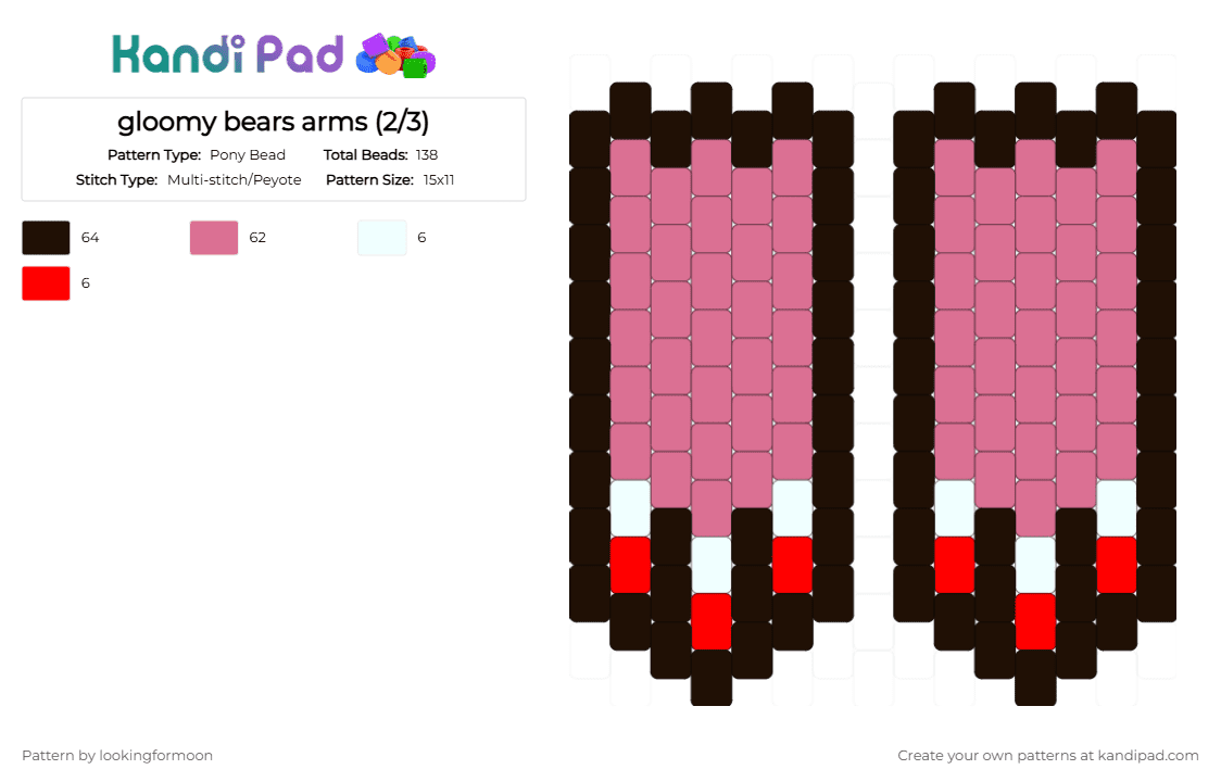 gloomy bears arms (2/3) - Pony Bead Pattern by katsukiswife on Kandi Pad - pink