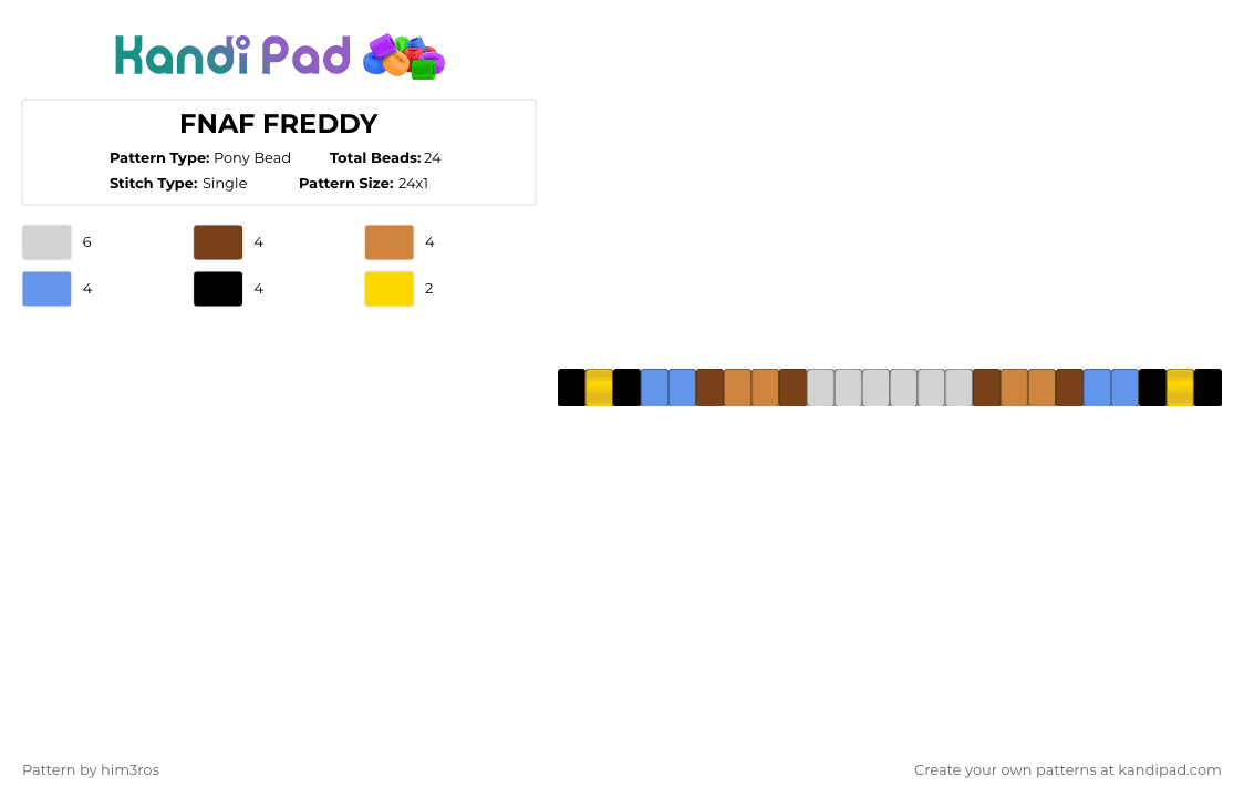 FNAF FREDDY - Pony Bead Pattern by him3ros on Kandi Pad - brown,orange,light blue