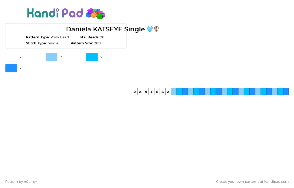 Daniela KATSEYE Single 🩵🛡️ - Pony Bead Pattern by n0t_nyx on Kandi Pad - light blue,katseye,daniela,single,n0tnyx