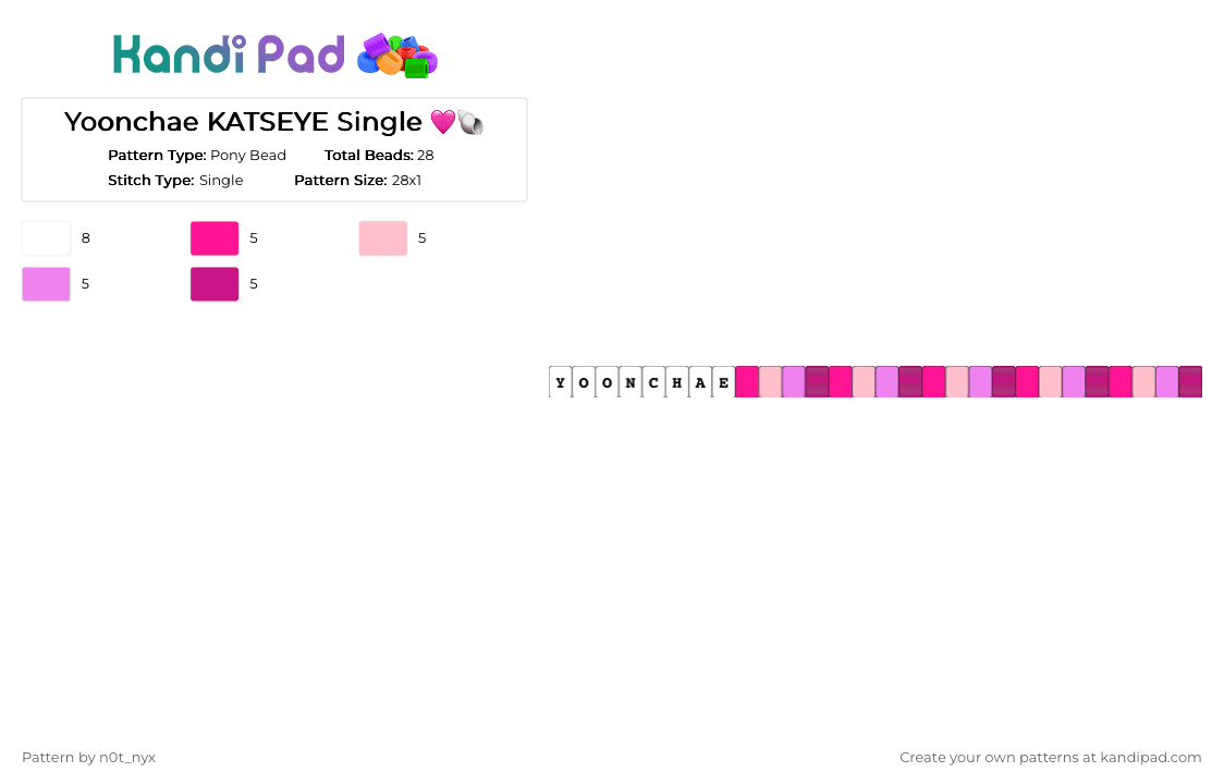 Yoonchae KATSEYE Single 🩷🐚 - Pony Bead Pattern by n0t_nyx on Kandi Pad - white,pink,yoonchae,single,katseye,n0tnyx