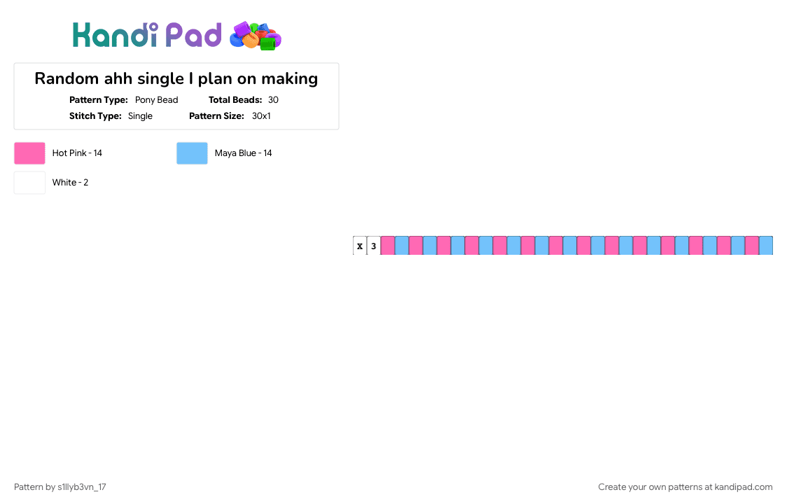 Random ahh single I plan on making - Pony Bead Pattern by s1llyb3vn_17 on Kandi Pad - light blue, pink