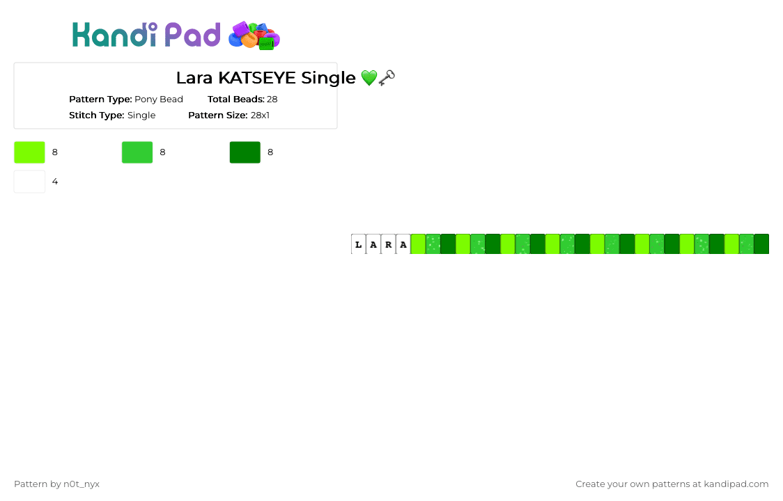 Lara KATSEYE Single 💚🗝️ - Pony Bead Pattern by n0t_nyx on Kandi Pad - green,katseye,lara,n0tnyx,single