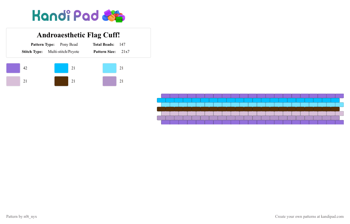 Androaesthetic Flag Cuff! - Pony Bead Pattern by n0t_nyx on Kandi Pad - purple,light blue,pink,lgbtq,pride,n0tnyx,androaesthetic,peyote