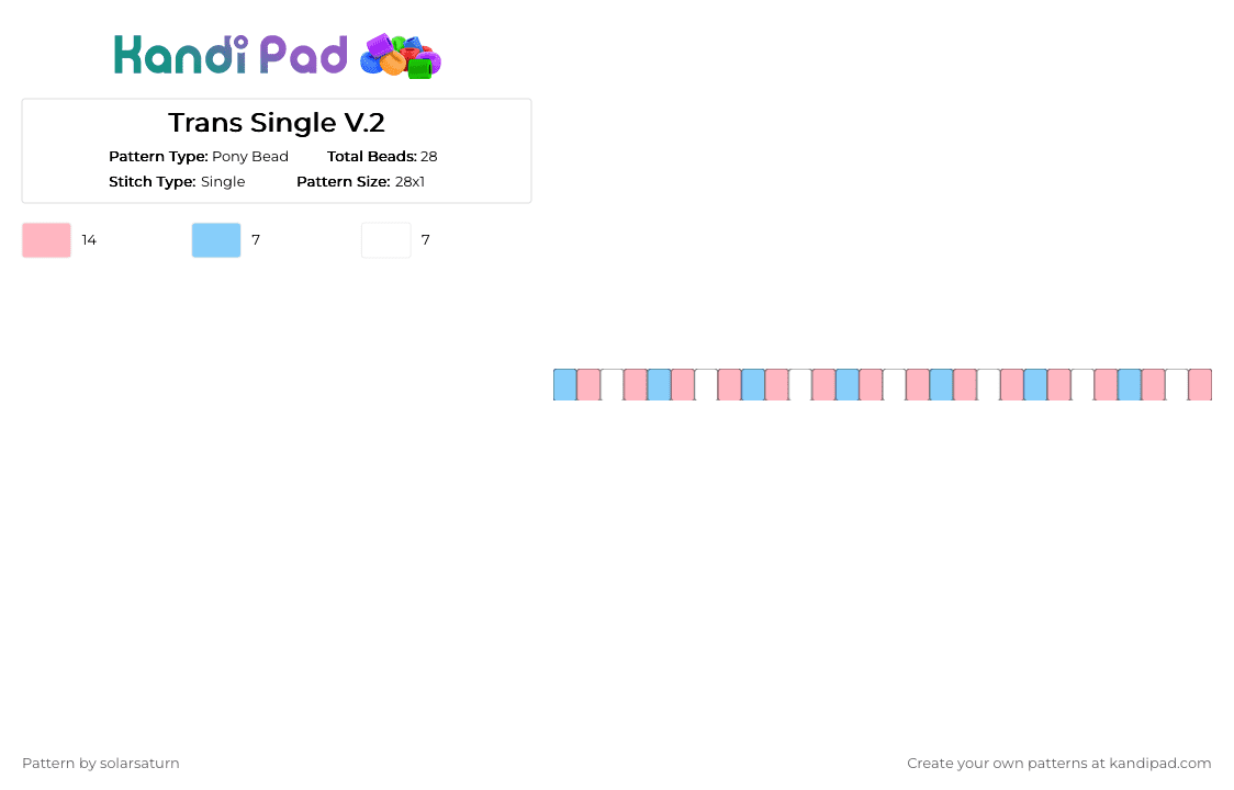 Trans Single V.2 - Pony Bead Pattern by s1llyb3vn_17 on Kandi Pad - light blue, pink