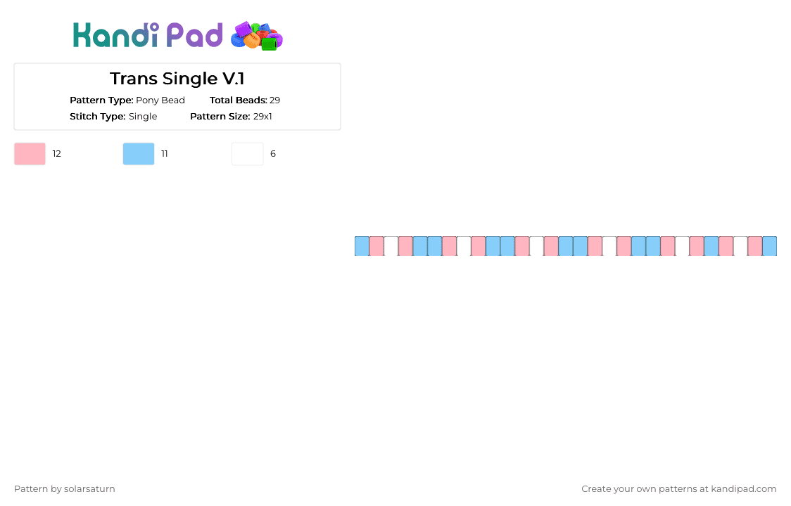 Trans Single V.1 - Pony Bead Pattern by s1llyb3vn_17 on Kandi Pad - light blue, pink