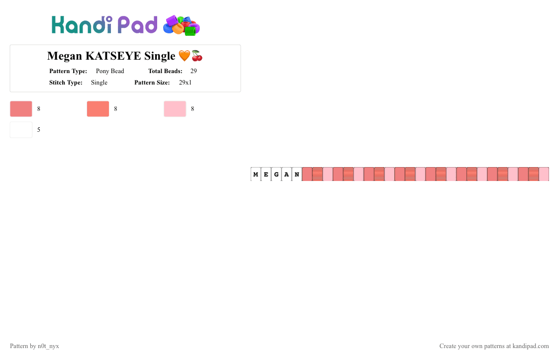 Megan KATSEYE Single 🧡🍒 - Pony Bead Pattern by n0t_nyx on Kandi Pad - red,orange,pink,katseye,megan,n0tnyx,single