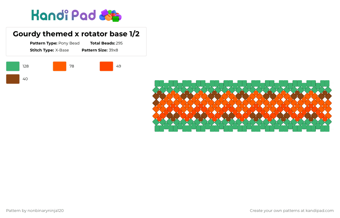 Gourdy themed x rotator base 1/2 - Pony Bead Pattern by nonbinaryninja120 on Kandi Pad - green,gourdy,dandys world,x rotator