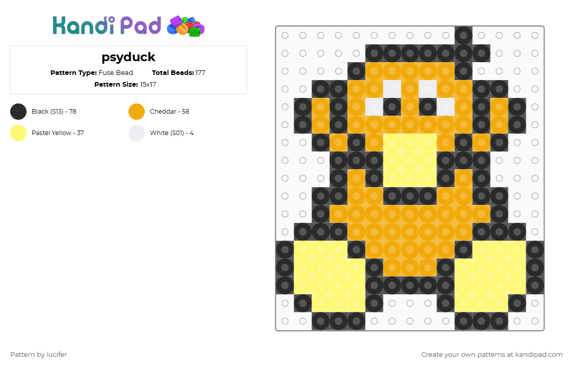 psyduck - Fuse Bead Pattern by lucifer on Kandi Pad - yellow,orange