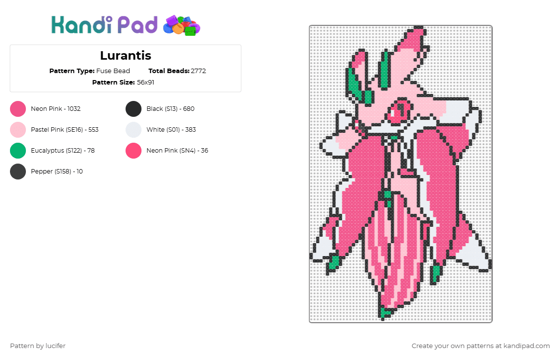 Lurantis - Fuse Bead Pattern by lucifer on Kandi Pad - pink