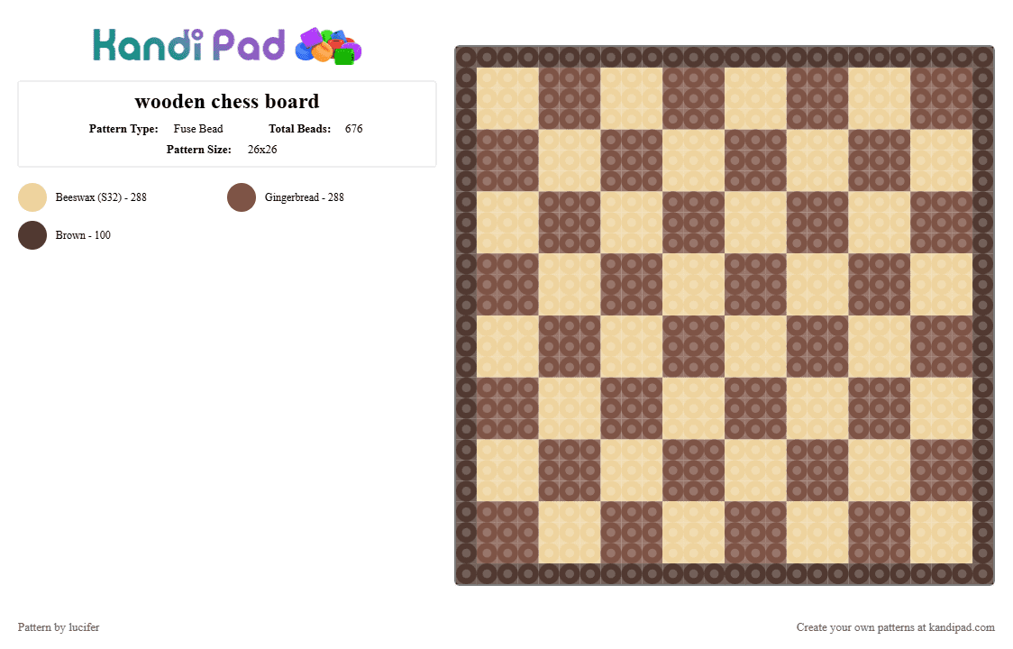 wooden chess board - Fuse Bead Pattern by lucifer on Kandi Pad - beige,tan