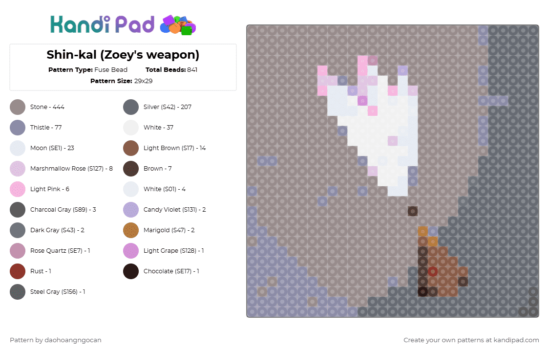 Shin-kal (Zoey\'s weapon) - Fuse Bead Pattern by daohoangngocan on Kandi Pad - 