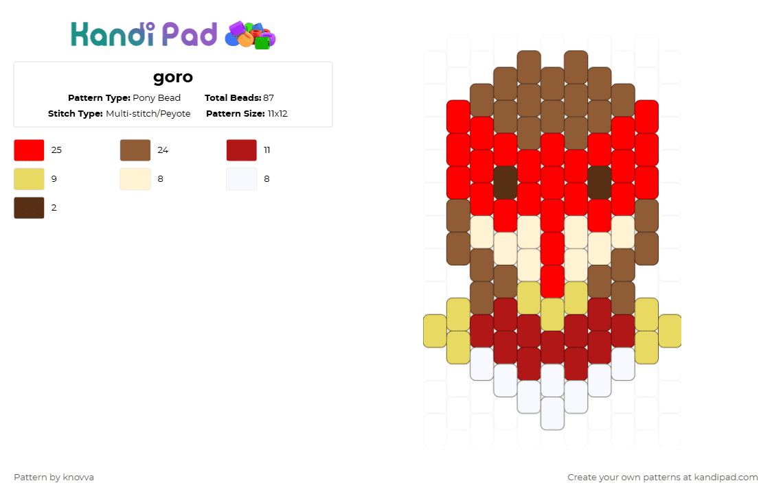 goro - Pony Bead Pattern by knovva on Kandi Pad - persona, red, tan