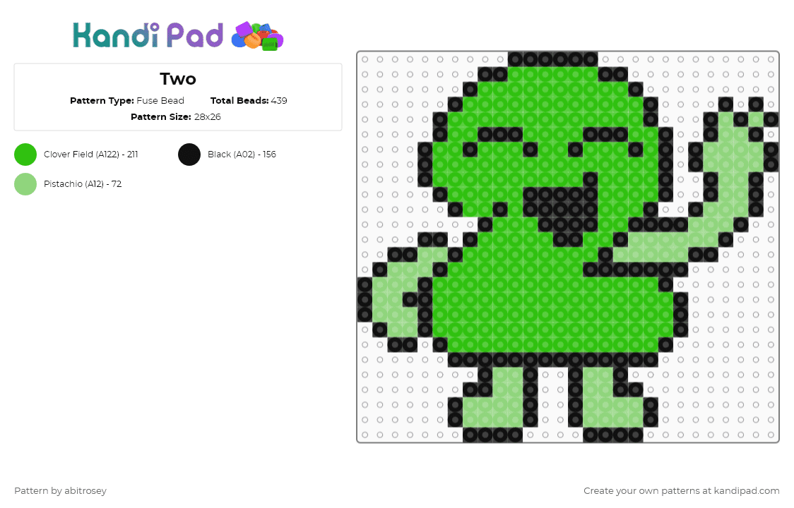 Two - Fuse Bead Pattern by abitrosey on Kandi Pad - black,green,tpot,bfdi,two,algebralien,osc,object show