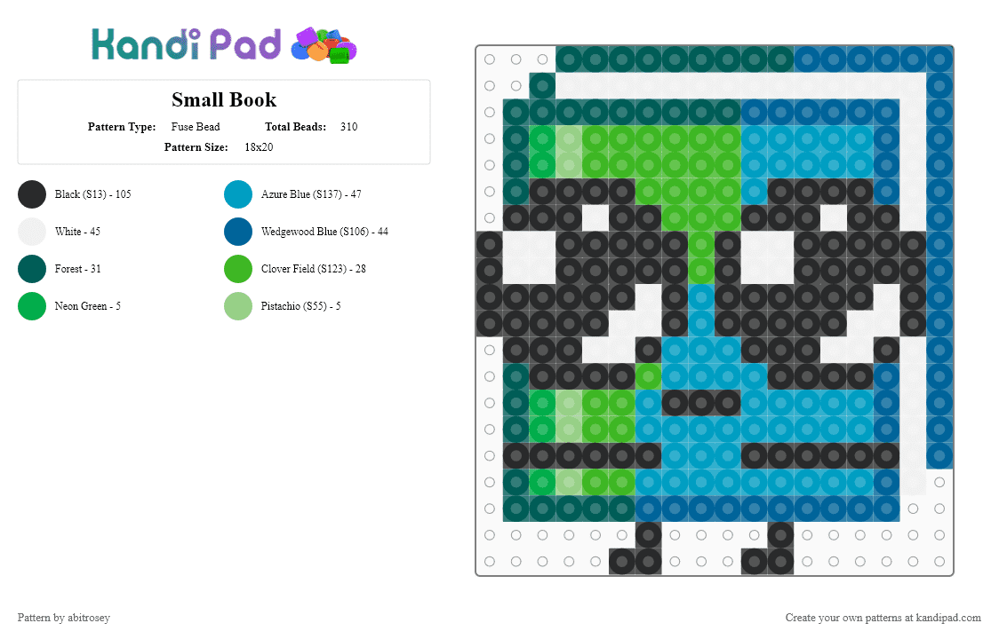 Small Book - Fuse Bead Pattern by abitrosey on Kandi Pad - gray,blue,green,light blue,object show,osc,book,bfdi,tpot
