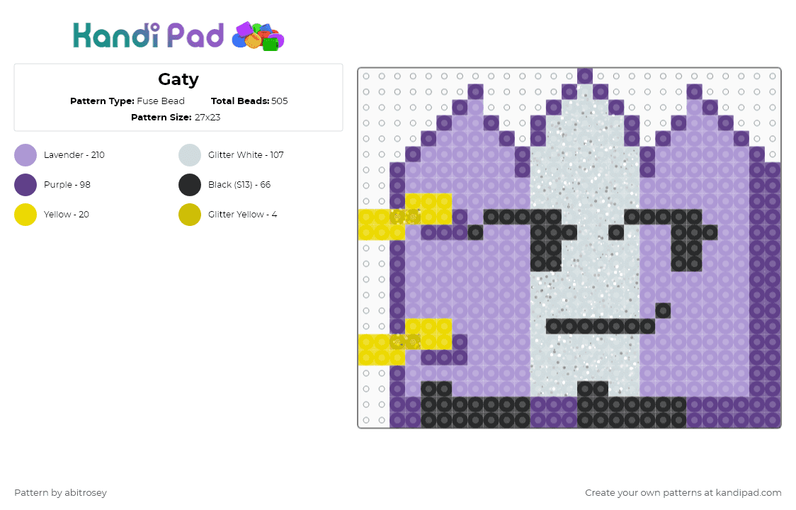 Gaty - Fuse Bead Pattern by abitrosey on Kandi Pad - pink,gaty,tpot,bfdi,osc,objectshow