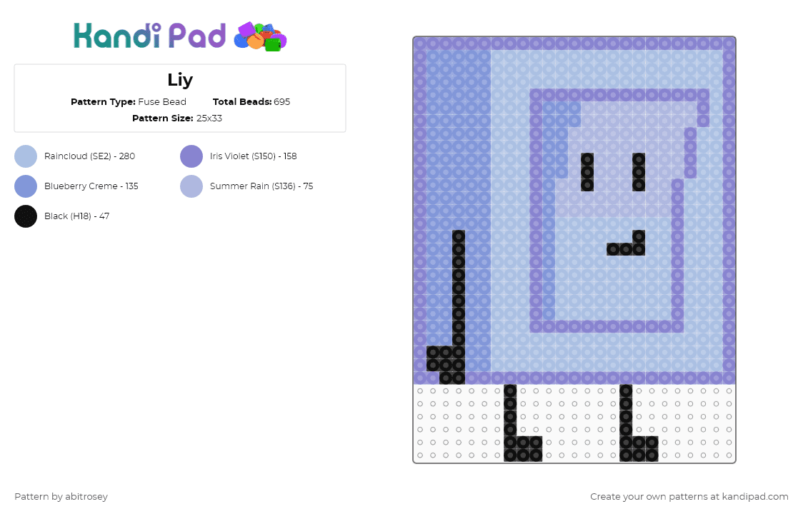 Liy - Fuse Bead Pattern by abitrosey on Kandi Pad - light blue,bfdi,tpot,bfb,osc,object show