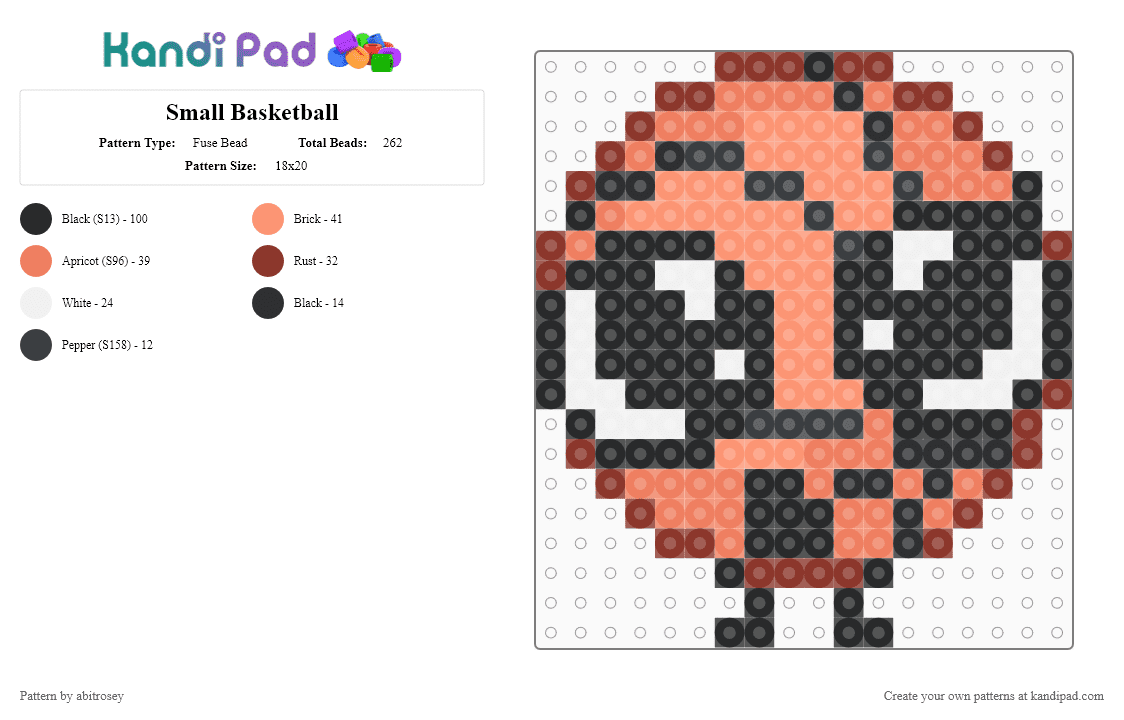 Small Basketball - Fuse Bead Pattern by abitrosey on Kandi Pad - red,orange,object show,osc,basketball,bfdi tpot
