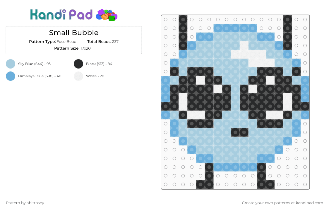 Small Bubble - Fuse Bead Pattern by abitrosey on Kandi Pad - light blue,object show,osc,bfdi,bfb,bubble