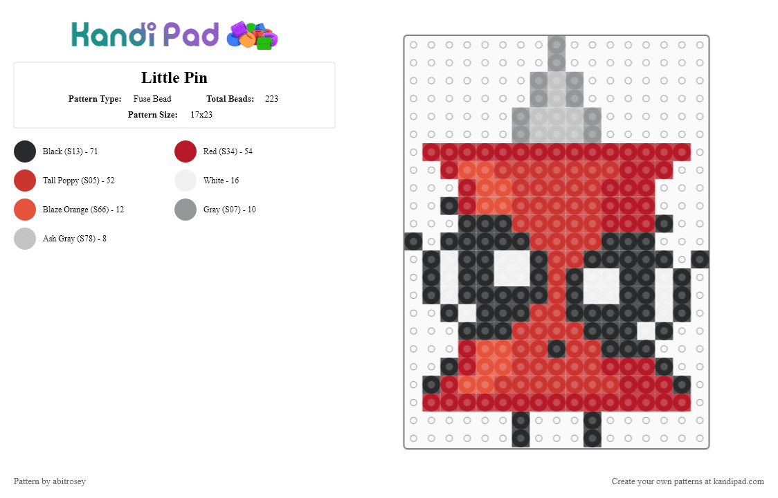 Small Pin - Fuse Bead Pattern by abitrosey on Kandi Pad - red,object show,osc,bfdi,tpot,pin