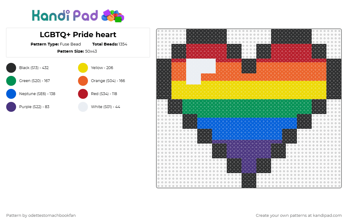 LGBTQ+ Pride heart - Fuse Bead Pattern by lookielookieigotagaycookie on Kandi Pad - orange,yellow,green,blue,lgbtq,love,heart,pride
