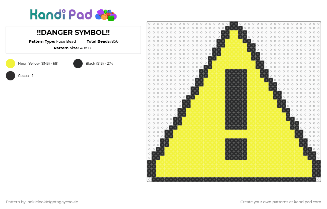 !!DANGER SYMBOL!! - Fuse Bead Pattern by lookielookieigotagaycookie on Kandi Pad - yellow,sign,danger