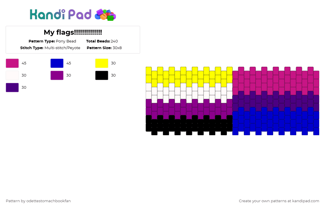 My flags!!!!!!!!!!!!!! - Pony Bead Pattern by lookielookieigotagaycookie on Kandi Pad - pink,purple,lgbt,pride,love,bisexual,nonbinary,flag