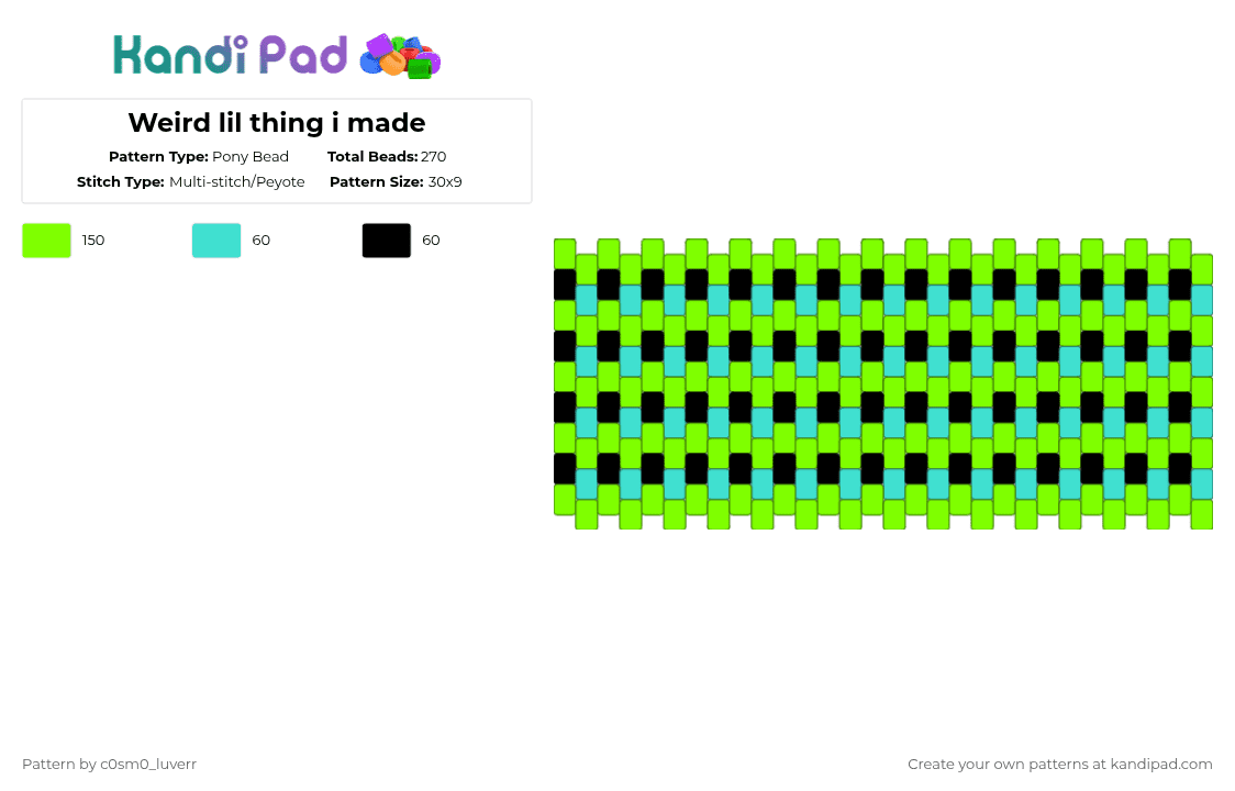 Weird lil thing i made - Pony Bead Pattern by tr1p_m1ne_xp on Kandi Pad - light blue,green,cotddistortion,black,blue,imsorry