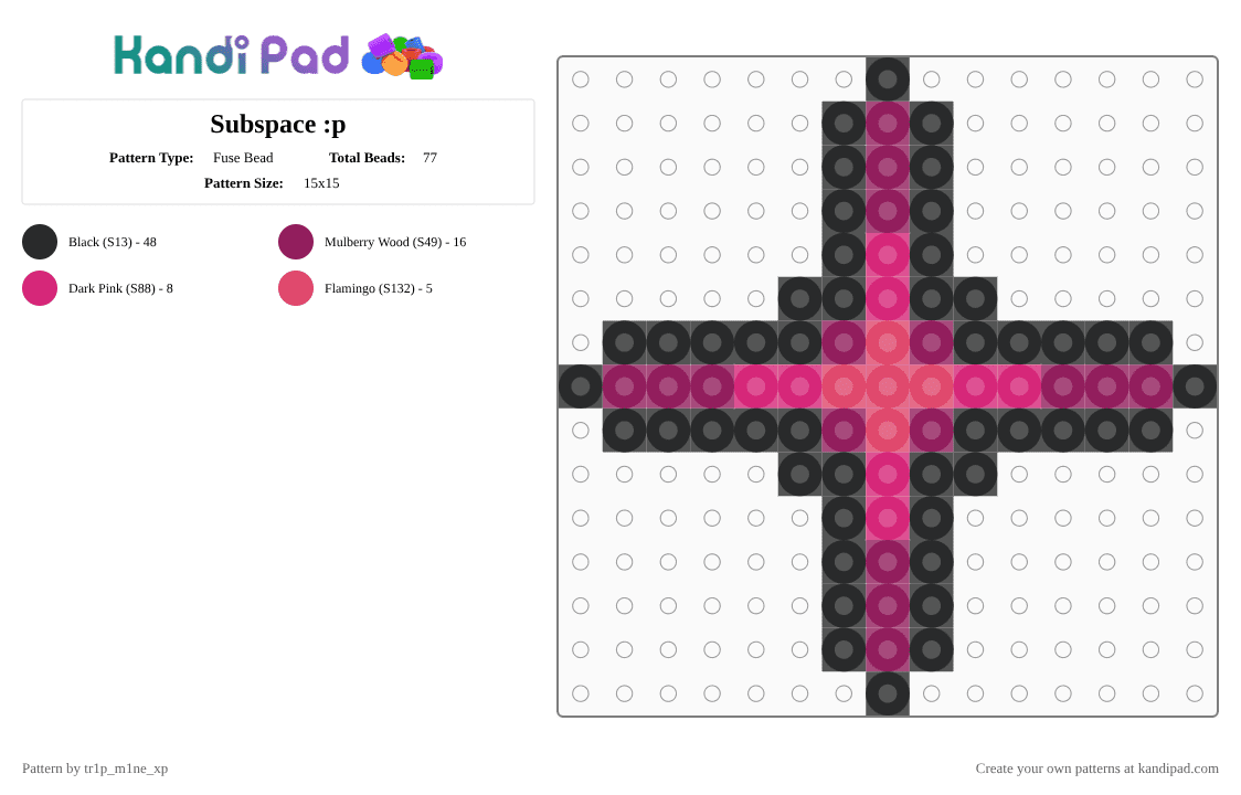 Subspace :p - Fuse Bead Pattern by tr1p_m1ne_xp on Kandi Pad - black,pink,subspace,phighting,a lot of pink