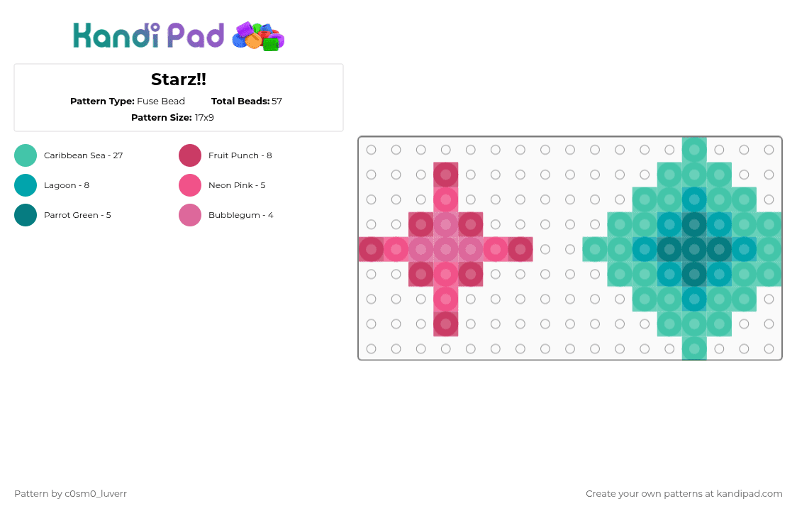 Starz!! - Fuse Bead Pattern by tr1p_m1ne_xp on Kandi Pad - pink,teal,phighting,game,gay,roblox,gay again,more gay