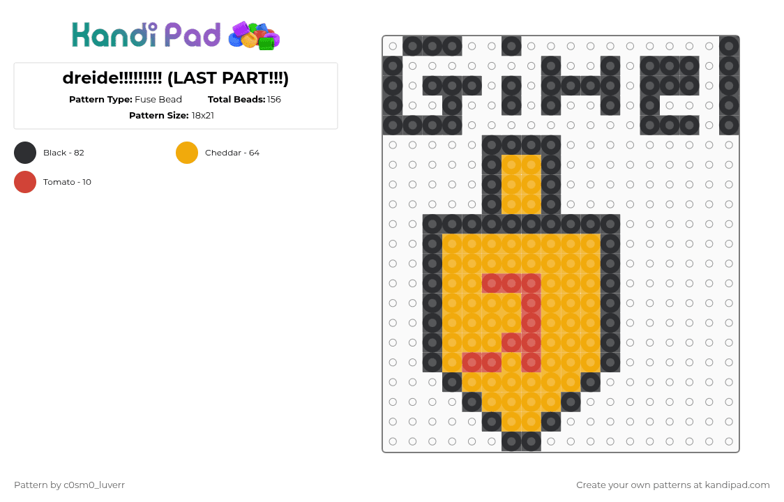 dreide!!!!!!!!! (LAST PART!!!) - Fuse Bead Pattern by tr1p_m1ne_xp on Kandi Pad - orange,cotdhanukkah2025,dreidel,yellow