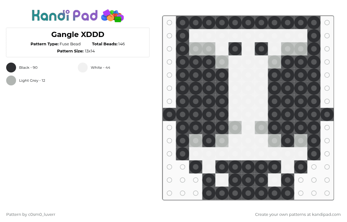 Gangle XDDD - Fuse Bead Pattern by tr1p_m1ne_xp on Kandi Pad - white,tadc,gangle,black,gray