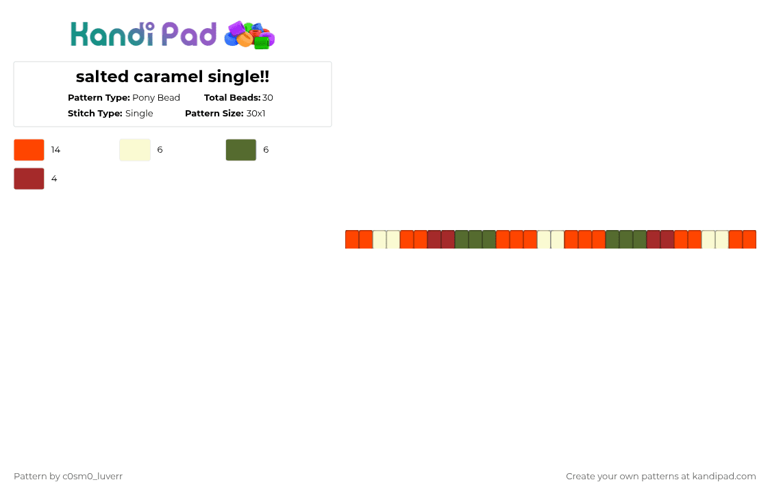 salted caramel single!! - Pony Bead Pattern by tr1p_m1ne_xp on Kandi Pad - red,sprout,dandysworld,roblox,uhhh