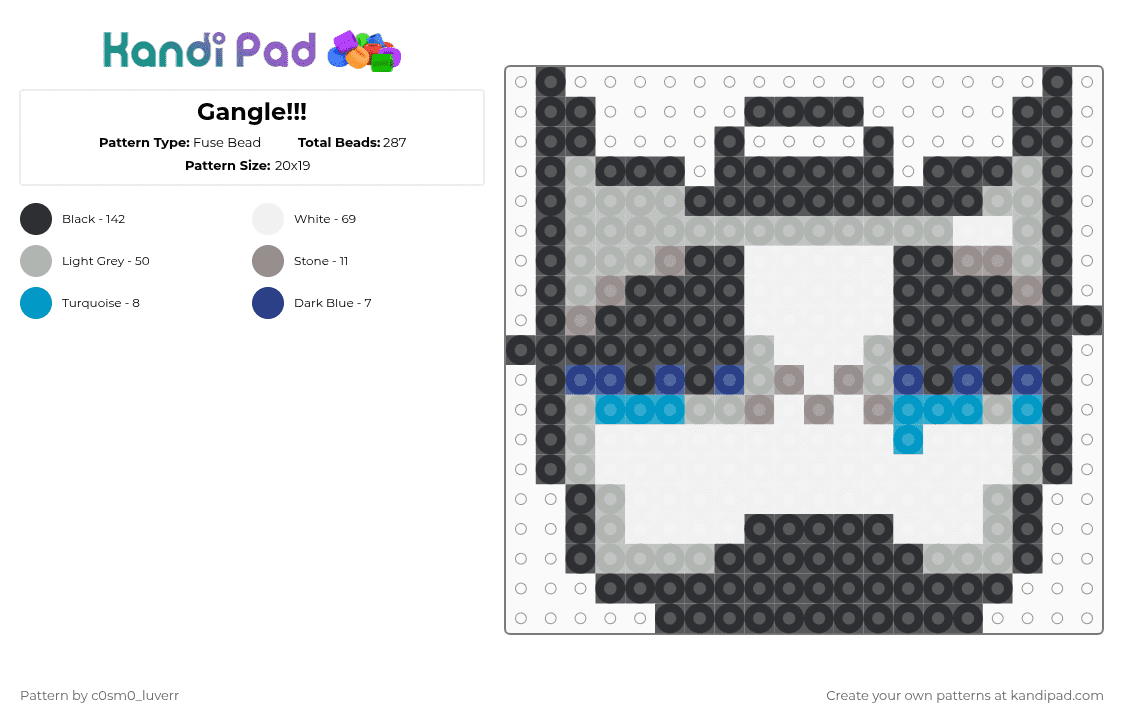 Gangle!!! - Fuse Bead Pattern by tr1p_m1ne_xp on Kandi Pad - black,white,beige,tadc,blue ig