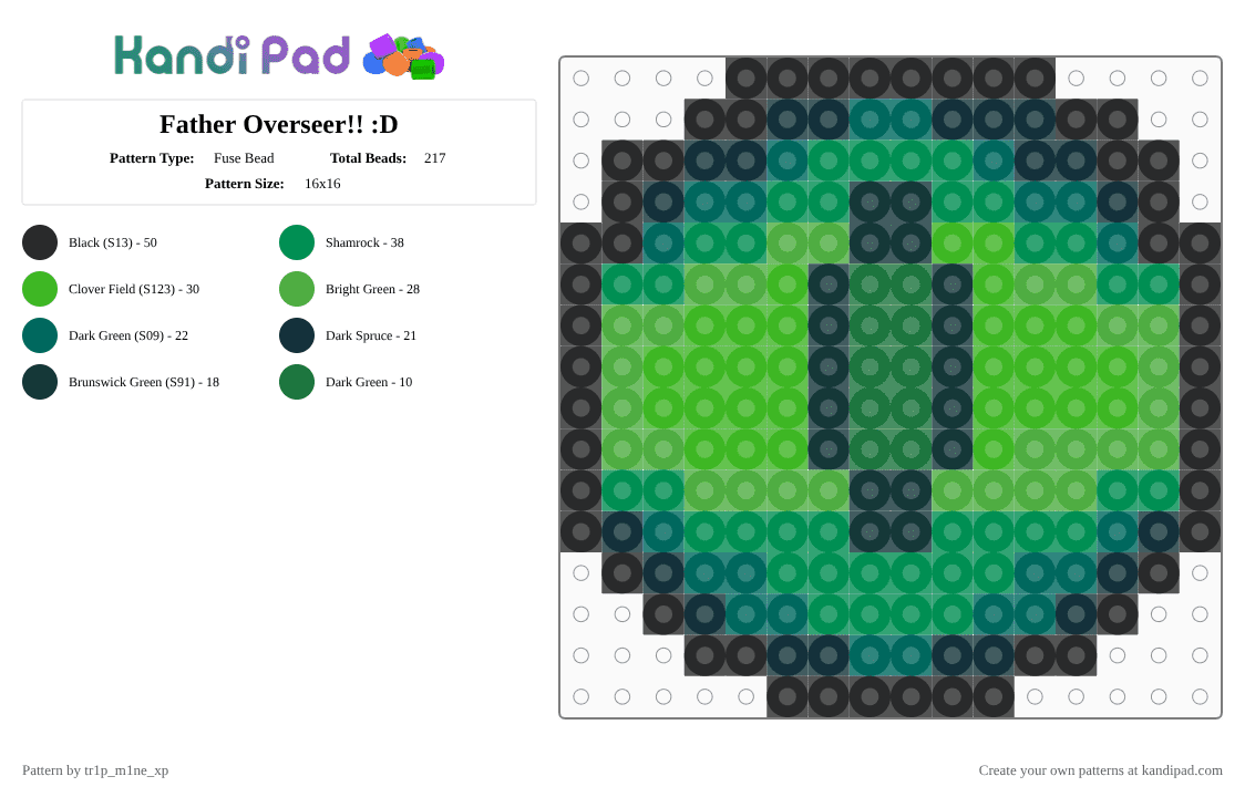 Father Overseer!! :D - Fuse Bead Pattern by tr1p_m1ne_xp on Kandi Pad - green,phighting,teal,idk,fatheroverseer